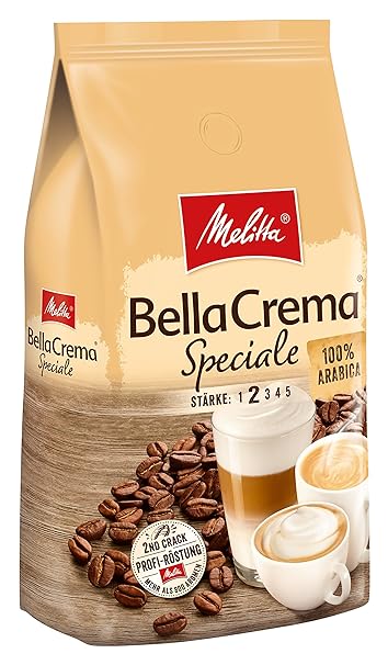 Melitta Ganze Kaffeebohnen, 100 % Arabica, mildes Aroma, leichter Charakter, milder Röstgrad, Stärke 2, BellaCrema Speciale, 
