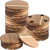 SHEUTSAN Wooden Coasters, 4 Inch Round Wood, 30 Pack with Non-Slip Dots, for DIY Painting Decoration