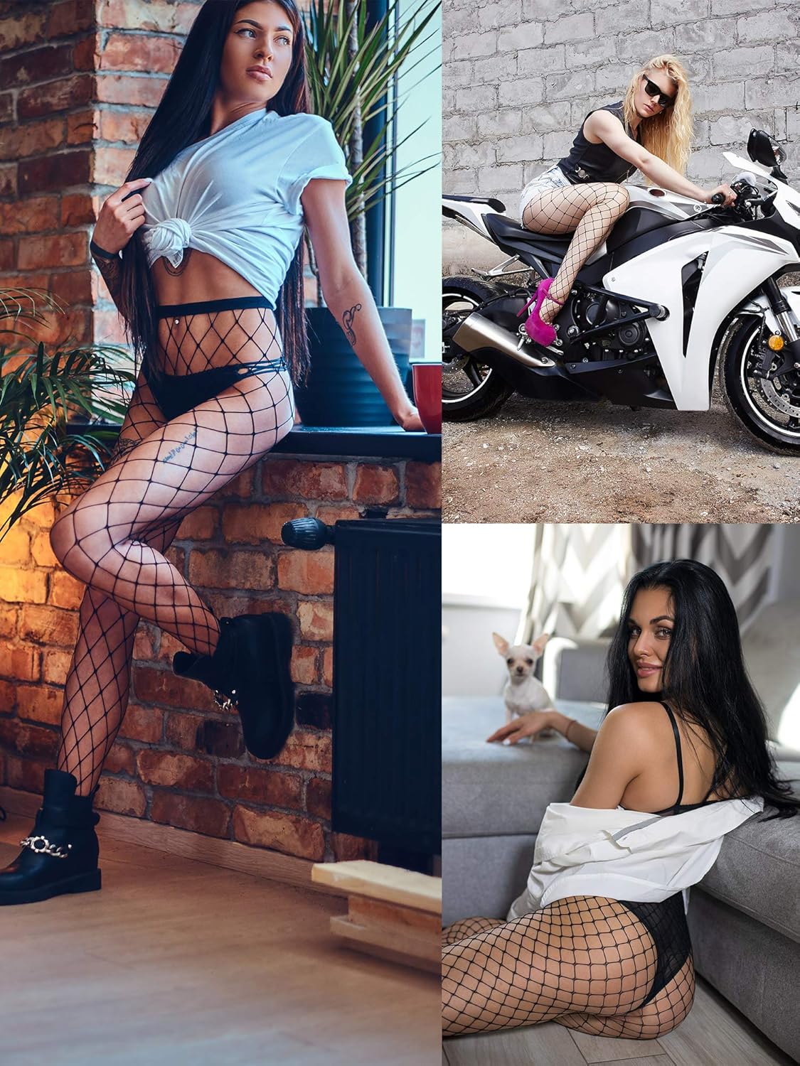 8 Pairs Women Fishnet Stockings Tights Pantyhose Thigh High Stockings Waist Fishnets at  Women’s Clothing store