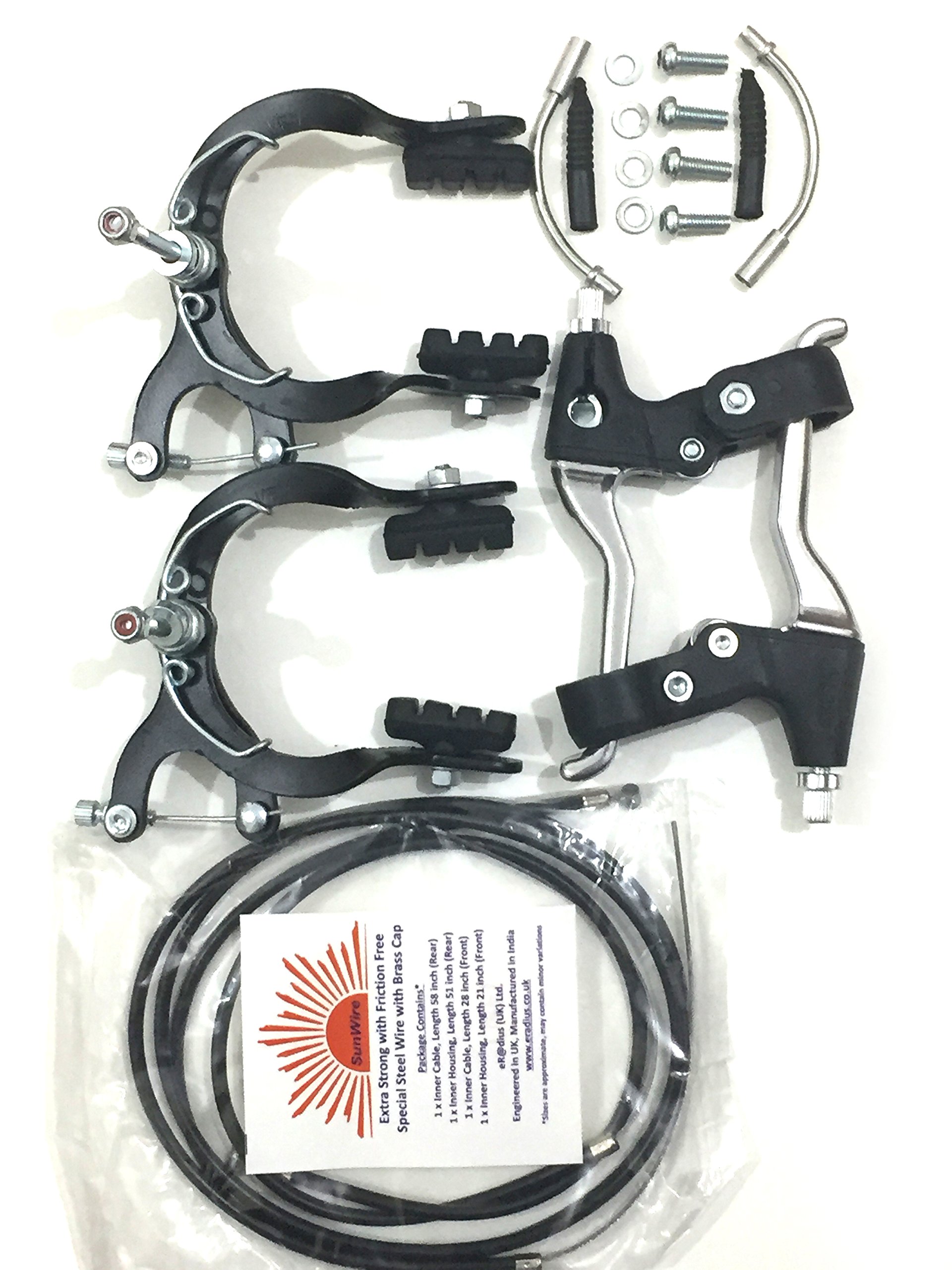 eRadius Complete Mountain Bicycle Caliper Brake Set Cables Alloy Lever Set BMX MTB Bikes Old School Caliper