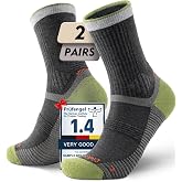 Juclise Men's Merino Wool Midweight Hiking Socks, Micro Crew, 2 Pairs | RWS merino wool and COOLMAX fibers for breathable, mo