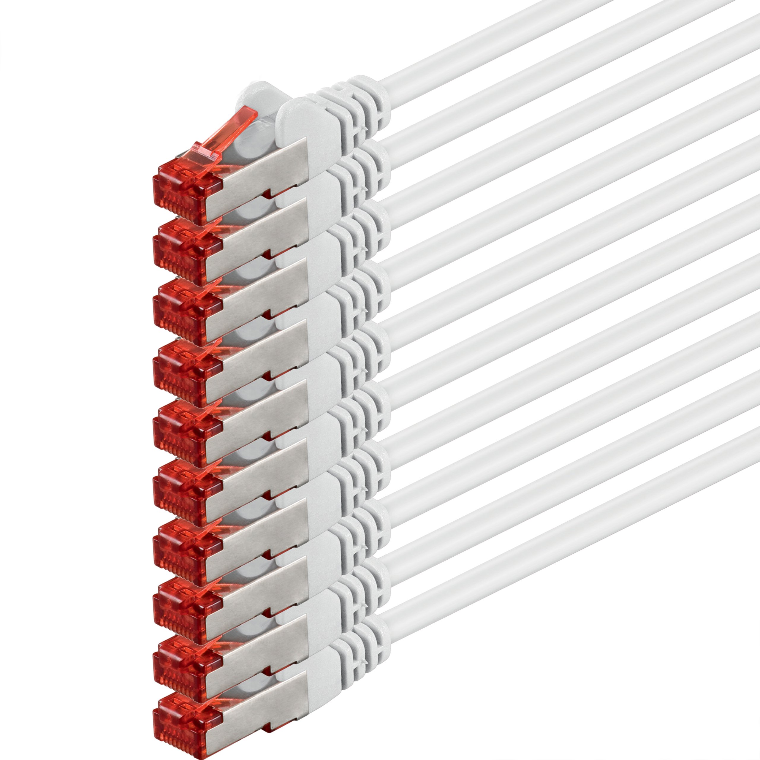 1aTTack.de 10x 10m - Cat 6 Network Cable Patch Cable Cat6 RJ45 SFTP - White