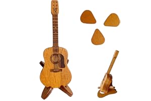 CHEVIXOR Wooden Guitar Pick Box With Stand,Guitar Pick Case With 3 Pcs Guitar Pick Holder,Acoustic Guitar pick Box Thin Guitar Picks