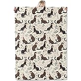 ICAAV Cute Otter Blanket 50×60 Inch,Minimalist Hand-Drawn Style Lightweight Flannel Throw with Brown and Black Otters Among Leaves, Nature Animal Decor,Gifts for Adults, Teens