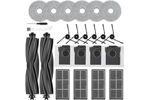 MIXEAL 24 Pack Replacement Accessories for Dreame L40 Ultra/ X40 Ultra/ X40 Master, Mova P10/ P50 Pro Ultra Vacuum,2 Main Brushes,6 Mop Pads&Side Brushes+4 Bags&Filters+2 Tools