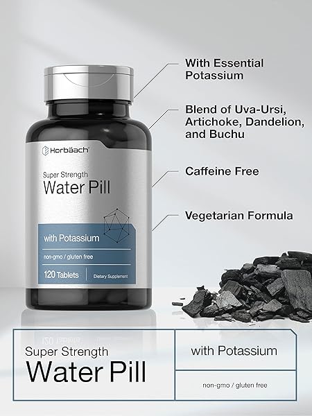 HORBÄACH WATER PILLS | SUPER STRENGTH | 120 TABLETS | VEGETARIAN, NON-GMO & GLUTEN FREE SUPPLEMENT
