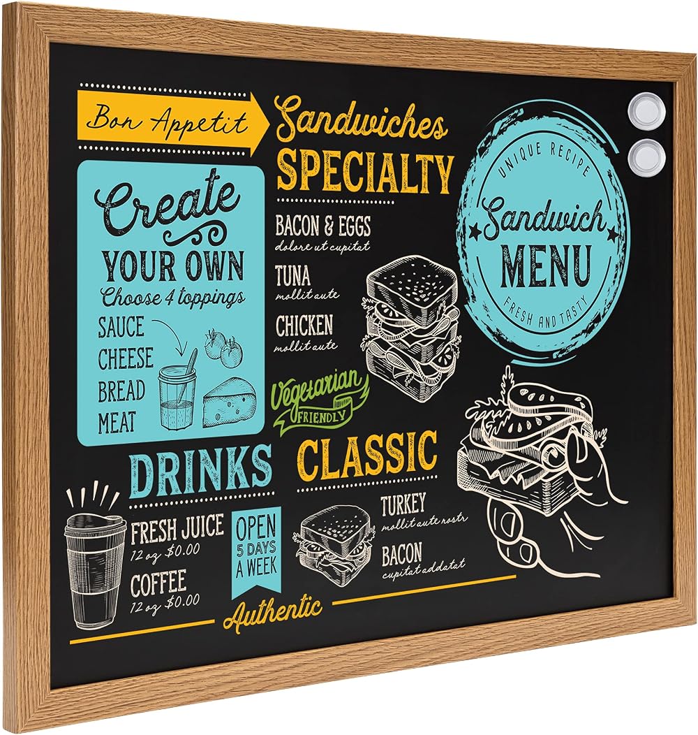 Amazon Basics Chalkboard 43 x 58.4 cm Black Magnetic Wall Mountable
