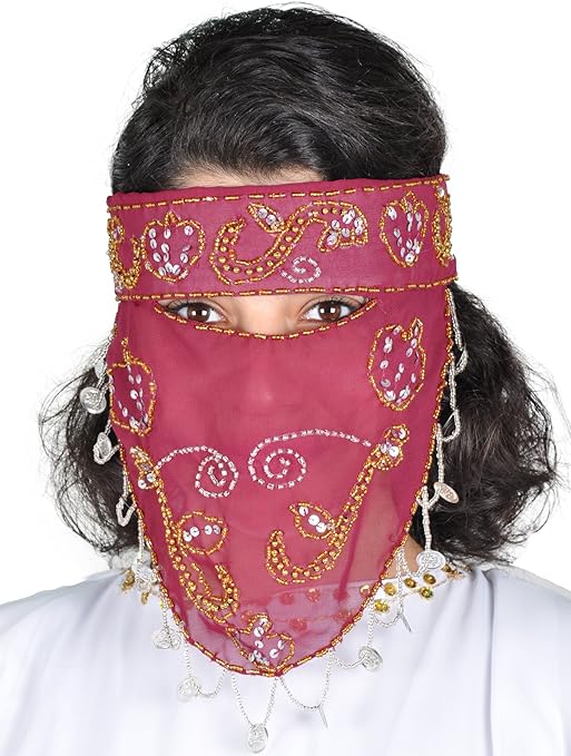 Masque de bedouine arabe - Bijou folklorique - Bijou oriental pour carnaval  - Rouge - Taille Unique: Amazon.fr: V&ecirc;tements et accessoires