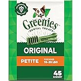 GREENIES Dog Treats Original Petite Natural Dental Care, (45 Treats) 27oz. Pack