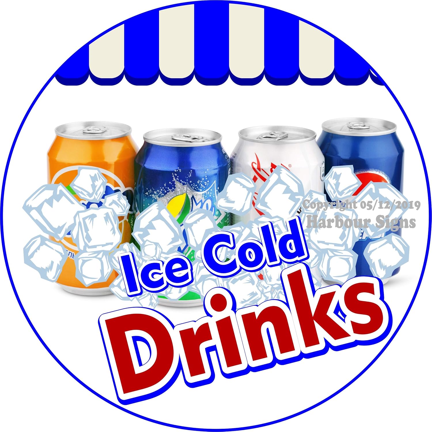 restaurant sign Drinks Decal 14" Cold Soda Water Concession Food Truck
