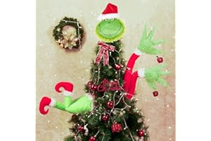 KIMOOGARDEN 3pcs Elf Christmas Tree Decorations - Elf Head, Arms and Legs for Christmas Tree, Stole Christmas Elf Stuffed Leg Stuck Xmas Tree Topper Garland Ornaments (2 * Elf Arm + 1 * Elf Head + 1 * Elf Leg)