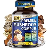 Mushroom Complex 1560mg Lion's Mane &amp; Cordyceps for Brain &amp; Focus, 150 Ct | 10-in-1 with Lion&rsquo;s Mane 30:1 extract for Focus &amp; Daily Clarity Support, Vegan, Non-GMO, Lab-tested, up to 150-day supply.