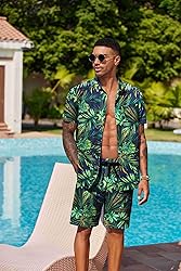 COOFANDY Men's Hawaiian Matching Set Summer