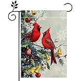 Winter Cardinal Bird Garden Flag for Outside Red Birds on Tree Branch Welcome Yard Flag 12x18 Inch Double Sided Burlap Christmas Farmhouse Outdoor Flag Home Decoration