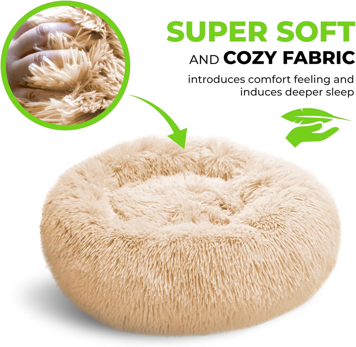 Whiskers & Friends Cat Dog Bed Calming Soft Plush Faux Fur Shag Donut Comfort Cuddler Improve Sleep - Up to 25 Pounds - Gentle Delicate Wash, Air Delicate Dry (Navy-Gray) : Pet Supplies