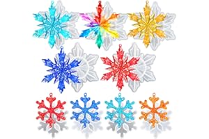 ZQYSING 9 Pcs Christmas Resin Molds, Snowflake Silicone Mold Epoxy Resin Casting for DIY Christmas Ornament Jewelry Pendant Keychain Tree & Car Decoration