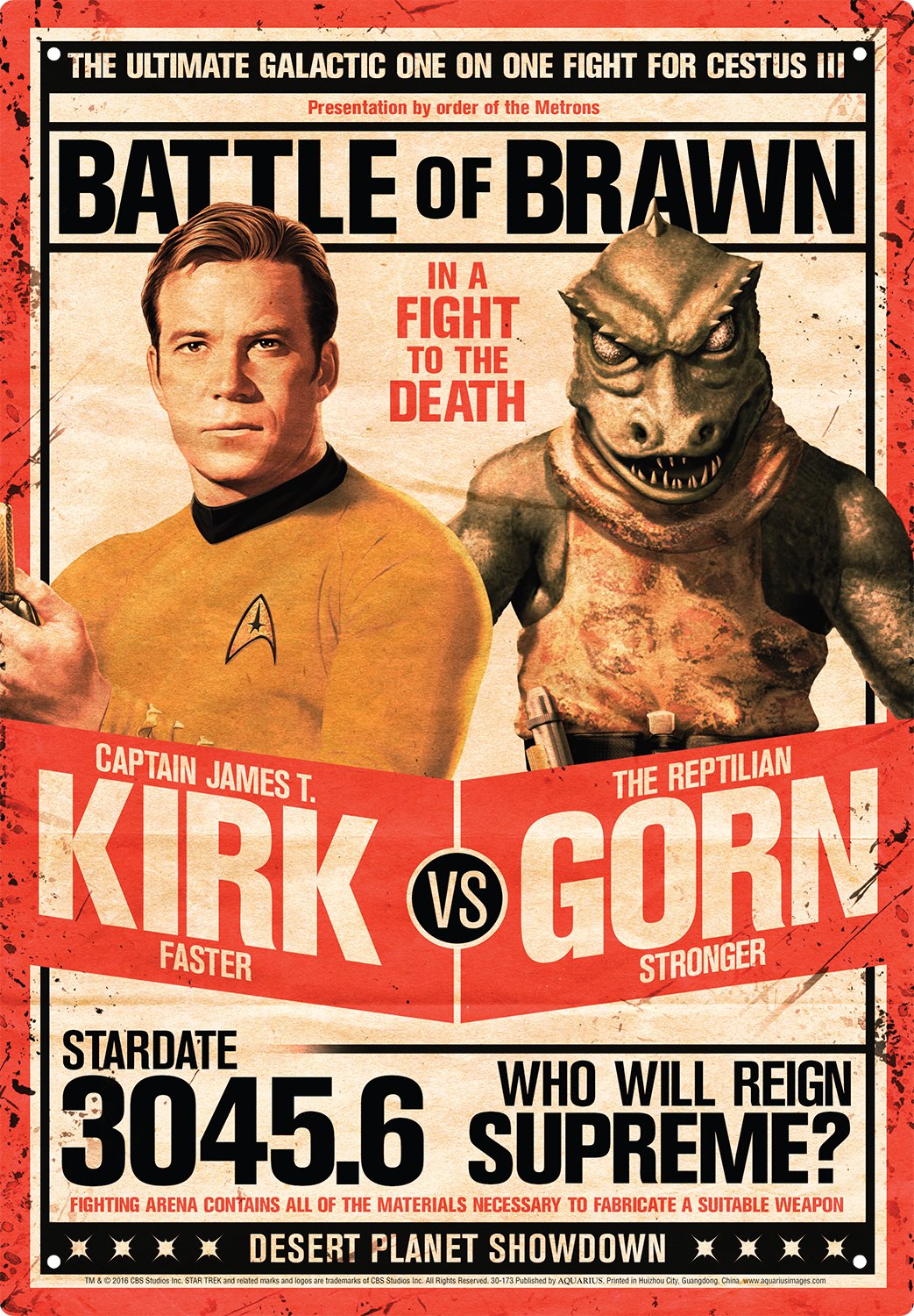 AQUARIUS Star Trek Kirk Vs Gorn Tin Sign