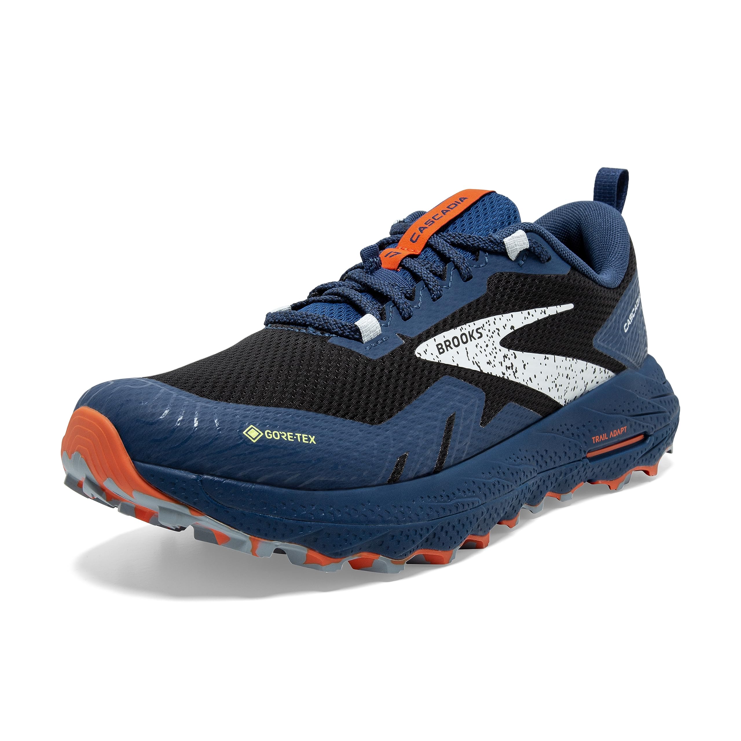 Brooks Men’s Cascadia 17 GTX Waterproof Trail Running Shoe - Black/Blue/Firecracker - 7.5 Medium Image