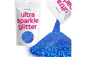 Hemway Premium Ultra Sparkle Glitter Multi Purpose Metallic Flake for Arts Crafts Nails Cosmetics Resin Festival Face Hair - Sapphire Blue Holographic - Microfine (1/256" 0.004" 0.1mm) 100g / 3.5oz