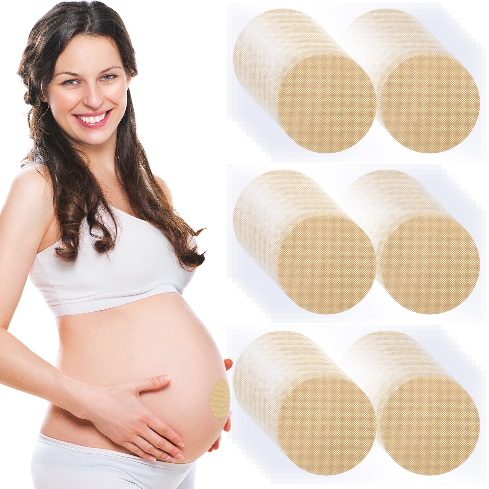 Photo 1 of 30 Pcs Pregnancy Belly Button Cover Patch 2.16" Reusable Washable Hide Belly Button Cover for Use Under Maternity Dress Pregnancy Shirt