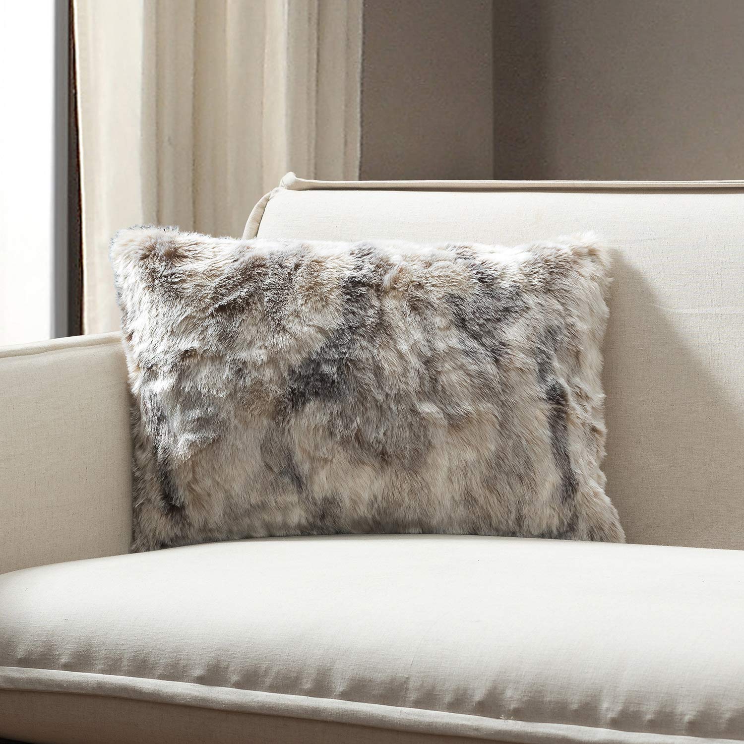 Tinas Home Faux Fur Pouf Throw Pillow Blanket Shams Lumbar
