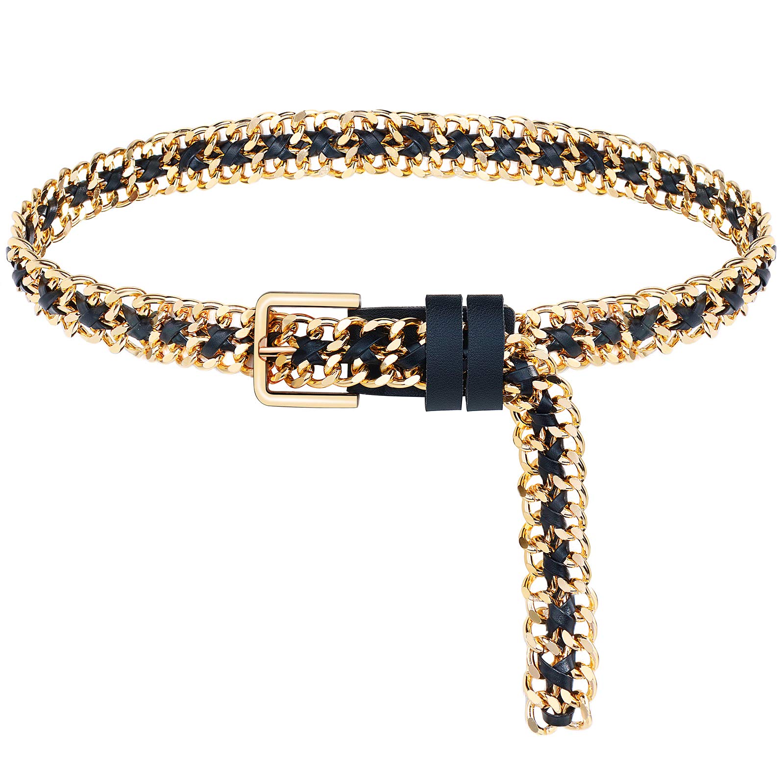 Gold Metal Punk Belt Leather Chain Waist Accessories for Women Dresses Gold Chain Belt Female Waist Y2K Punk Designer Belts for  main image 4