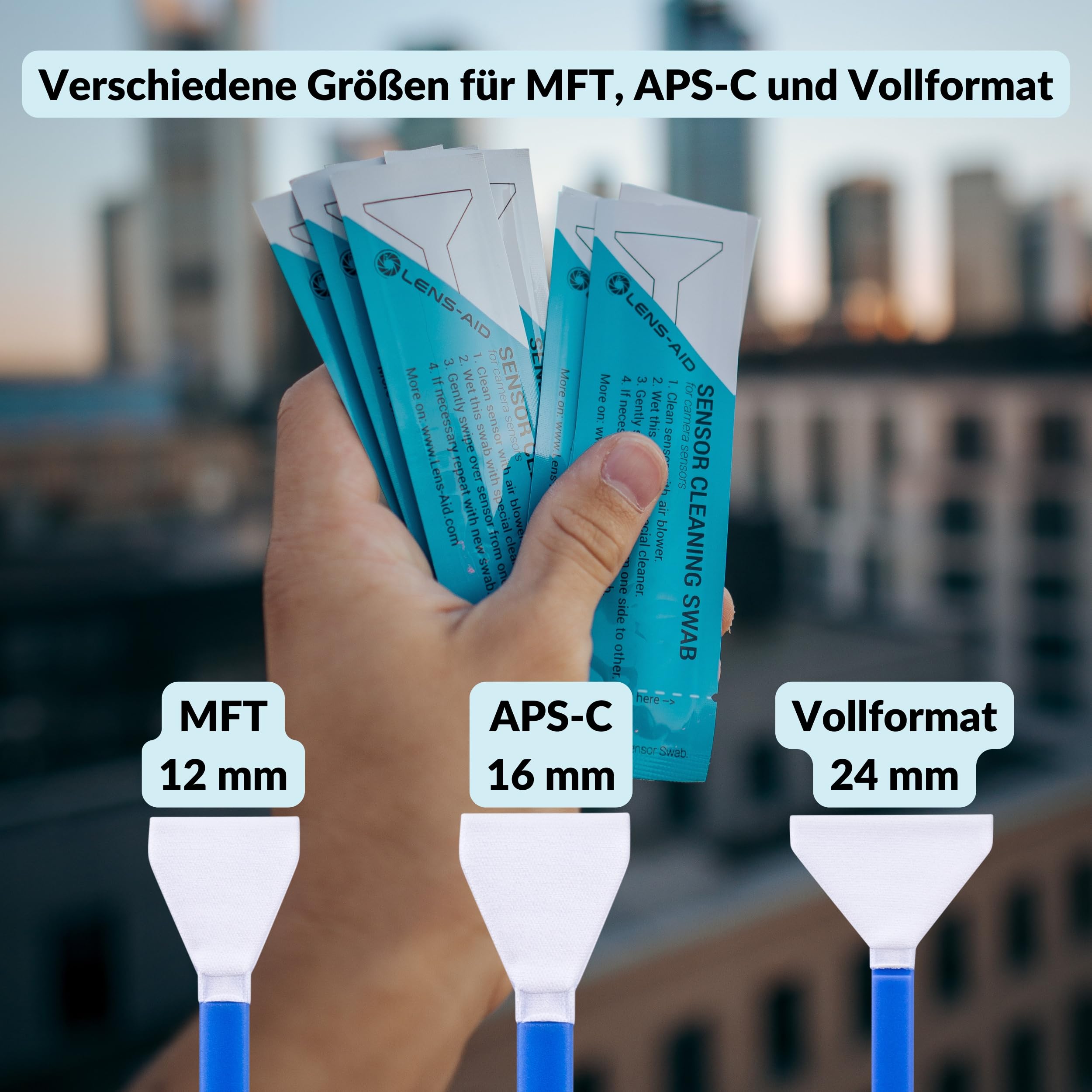 Lens-Aid Sensor Reinigungsset APS-C Kameras | Cleaning Kit mit 12x 16mm Swabs & Flüssig-Reiniger | Kompatibel mit Canon Sony Nikon Fujifilm Kamera 5
