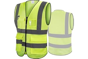 TRACE KASA Reflective Safety Vest: High Visibility Construction Vest Yellow S-XXL