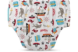 Charlie Banana Baby Easy Snaps Reusable and Washable Swim Diaper for Boys or Girls, Pirate, X-Large