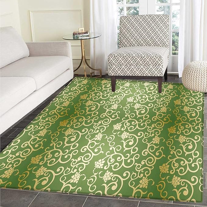 Alfombra de Salvia Antideslizante con diseño Antiguo de rizos Vintage