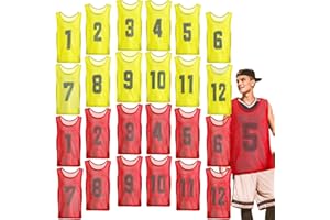 Hercicy 24 Pcs Youth Teen Pinnies Soccer Pinnies Training Vest Adult Mesh Reversible Numbered Football Jersey