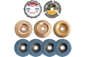 MANSTE Wood Carving disc,Angle Grinder attachments,Including 3 Wood Shaping Grinding Disc, Speedcutter, Wood Carving Chain Disc and 4 Sanding Wheels for 4" or 4 1/2" Angle Grinder