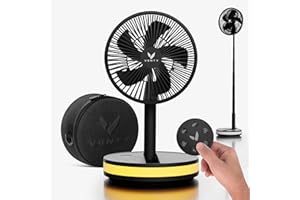 VENTY Portable Fan - Wireless Battery Operated Fan - 4 Speeds - LED Lighting - Carry Case & Remote Control - Cruise Travel - 