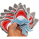 3&ldquo;x2.9&rdquo; 12pcs Very Hungry Shark Iron On Sew On Cloth Embroidered Patches Appliques Machine Embroidery Needlecraft Craft Kids Child Project