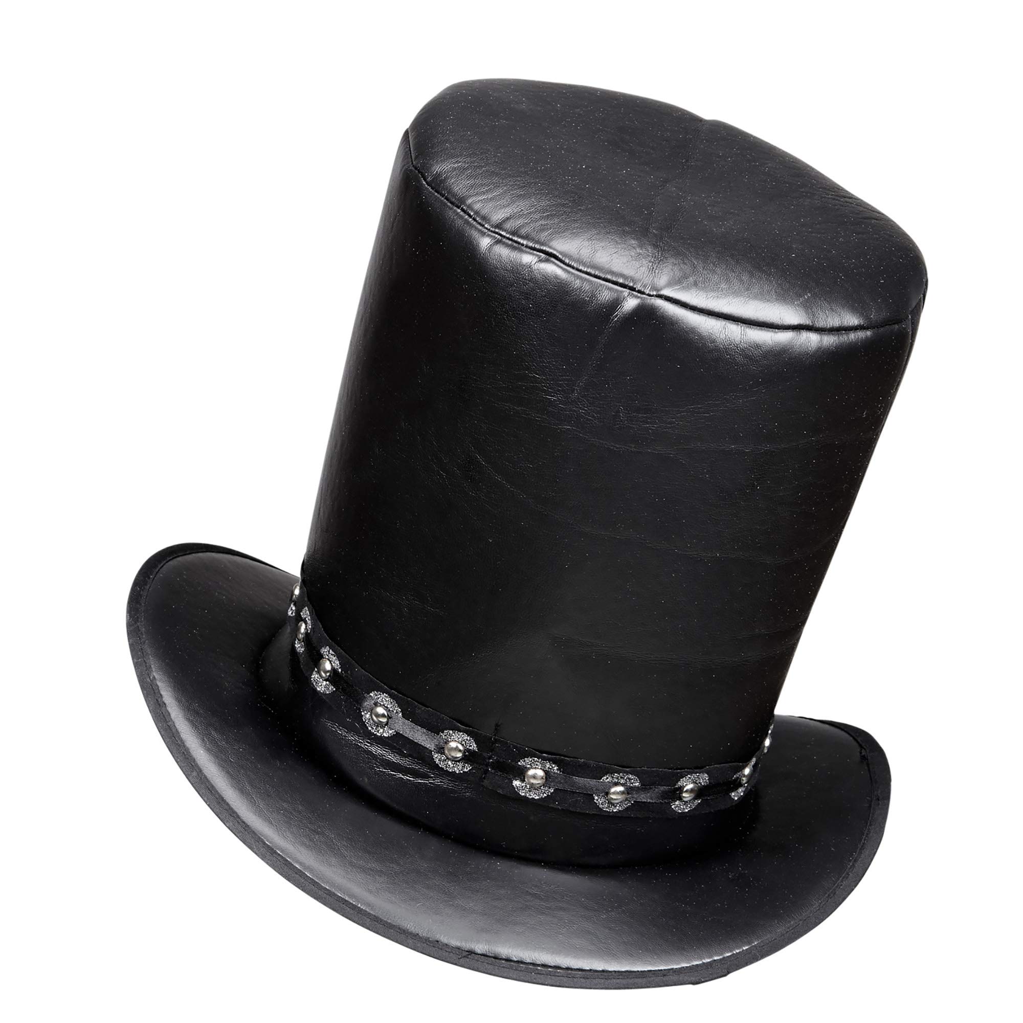 W WIDMANN MILANO Party Fashion - Unisex Faux Leather Top Hat, Rockstar, Pop Star, Celebrity, Dia de los Muertos, Punk, Halloween, Carnival, Theme Parties