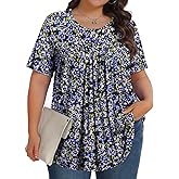 Womens Plus Size Tops Tunic Short Sleeve Crew Neck Shirts Casual Soft Blouse 1X-5X