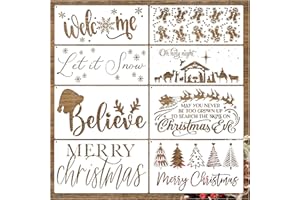 YHSLMH Christmas Stencils for Painting on Wood Reusable Large Merry Christmas Believe Stencils for Window Door Hanger Home Crafts Canvas Wall Holiday (14in Christmas)