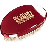 Torino Pro Medium Wave Brush #1500 - Curve Medium Hair brush for 360 Waves- 100% boar bristle Curved Hair brush for men- Great brush for fresh cuts and thinning hair.