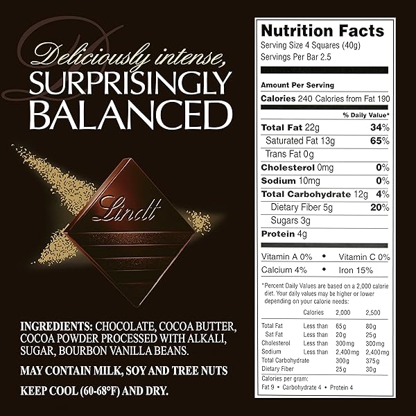 LINDT EXCELLENCE 90% COCOA DARK CHOCOLATE BAR, DARK CHOCOLATE CANDY, 3.5 OUNCE