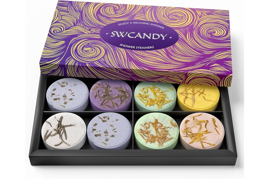 Shower Steamers Aromatherapy Birthday Gifts for Women – SWCANDY 8 Pcs Stocking Stuffers White Elephant Gifts for Adults Mom Men Teen Self Care with Natural Essential Oils Relaxation Home SPA Christmas