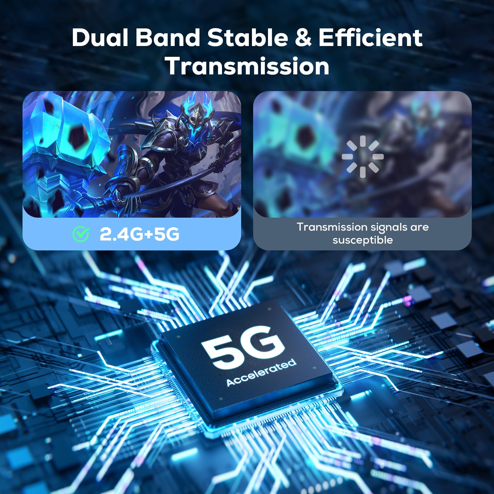 2025 Upgraded Wireless HDMI Transmitter and Receiver, 4K Decode 2160P Full HD Output, 165 FT/50M, Plug&Play 5G+2.4G for Video and Audio to Monitor from PC/Projector/TV Box