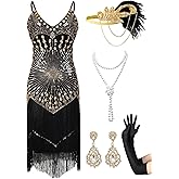 RRYIO Women's Flapper Dresses 1920s,Great Gatsby Dresses Sequin Fringe Cocktail Dress Roaring 20s Dress for Harlem