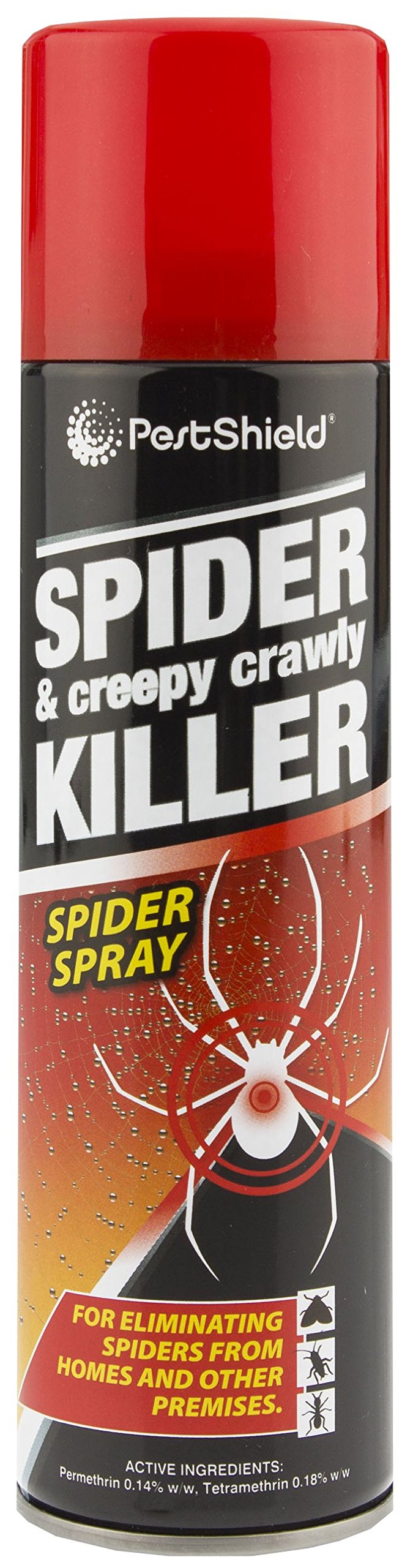 Pestshield Spider & Creepy Crawly Killer Spray | Eliminate Spiders from The Home & Office - Insecticide for Ants, Woodlice, Ticks & Fleas (200ml Aerosol)