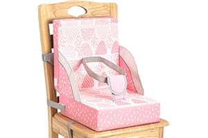 ASKCAT Toddler Booster Seat for Dining Table, Portable Booster Seat for Table, Adjustable Pink Cushion with Creative Design, Washable Seat Pad, Easy to Clean