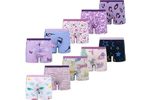 BIG ELEPHANT 10 Pack Toddler Girls' Underwear Boxer Briefs，100% Cotton Super Soft Breathable Panties (3T-10Y)