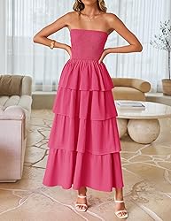 ZESICA Women‘s Summer Boho Strapless Maxi Dress
