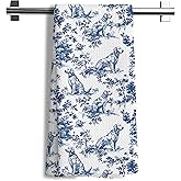 Nipil Chinoiserie Golden Retriever Kitchen Towels, Golden Retriever Gifts Decorative Dish Tea Towels, Blue and White Floral Grandmillennial Botanical Dog Hand Towels for Kitchen Bathroom, 16x24 Inch