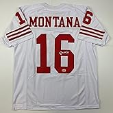 Facsimile Autographed Joe Montana San Francisco White Reprint Laser Auto Football Jersey Size Men's XL