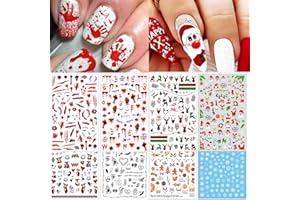 TailaiMei 16 Sheets Halloween Holiday Nail Stickers, Halloween Christmas Seasonal Nail Art Decals for Winter DIY Nail Decorations