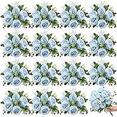 Yuxung 16 Bundles Artificial Peonies Silk Peonies Faux Flower Bouquet Fake Peony Flower Arrangements Table Centerpieces for Vase Wedding Party Boho Home Office Decoration Bulk (Blue)